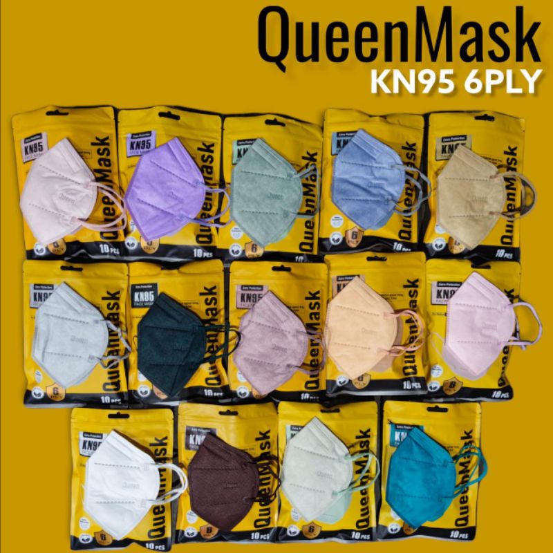 READY STOK MASKER KN95 KN MERK QUEEN MASK TEBAL 6 PLY YA ISI 10 LBR PER PACK