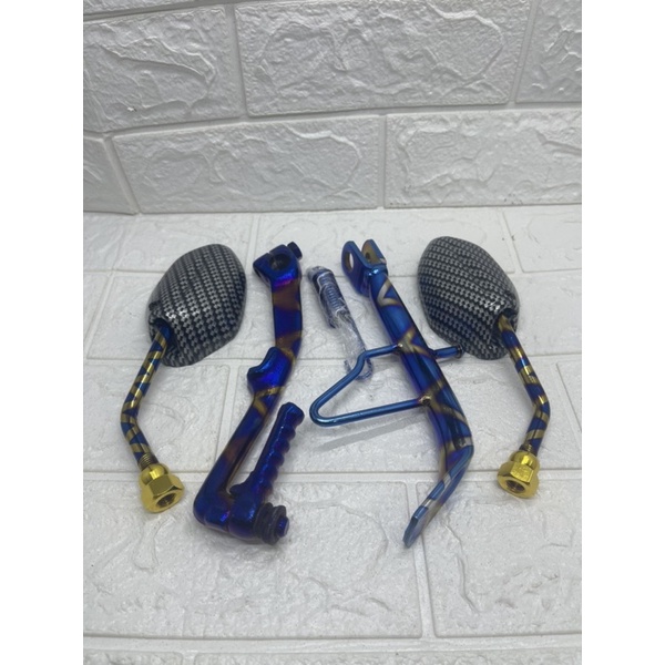 Paket Bluex-Spion Beat BlueX Mini+Engkolan Honda+Standar Samping R14 BlueX Honda Beat Scopy Spacy