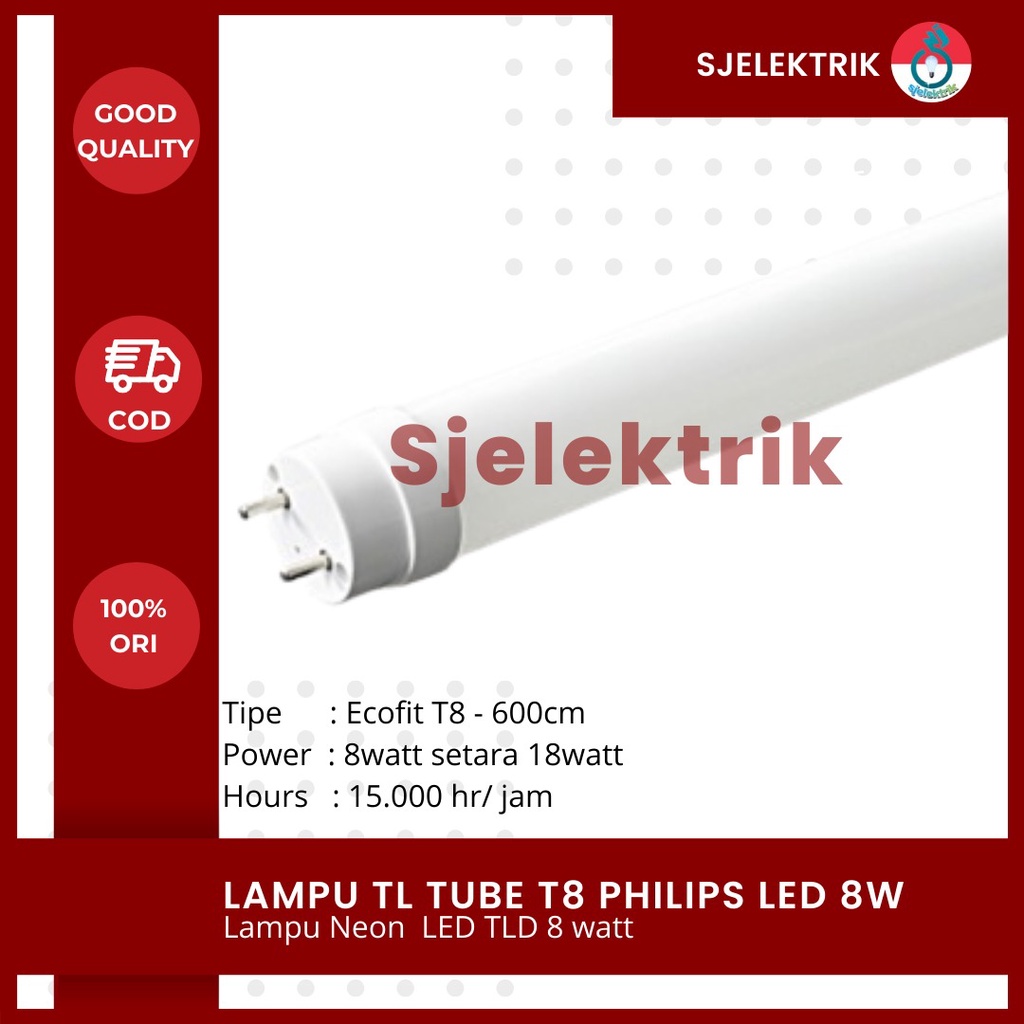TL LED 8 Watt Philled / T8 Led Philed 8 Watt Kaca