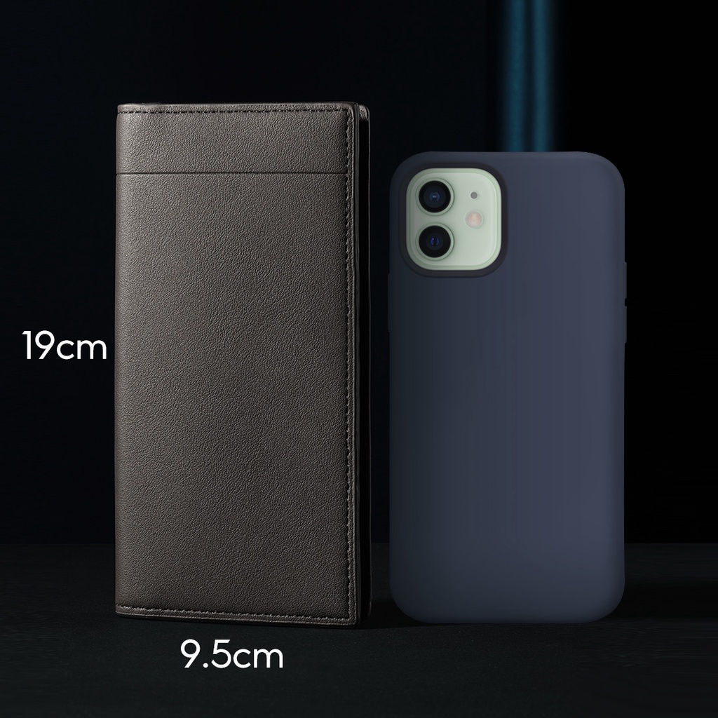 Miniso dompet pria panjang Tipis branded original kulit PU Leather Men's Long Wallet-2