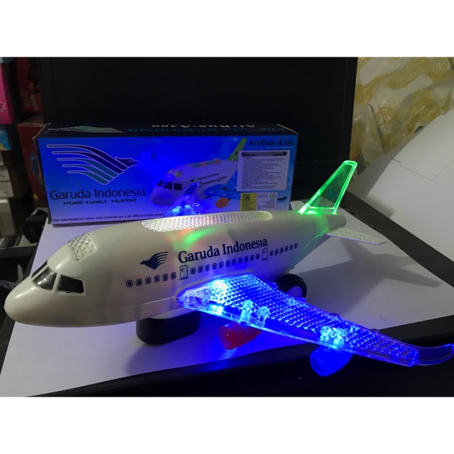 Mainan Pesawat Mini Garuda indonesia Lampu dan Suara Free Baterai