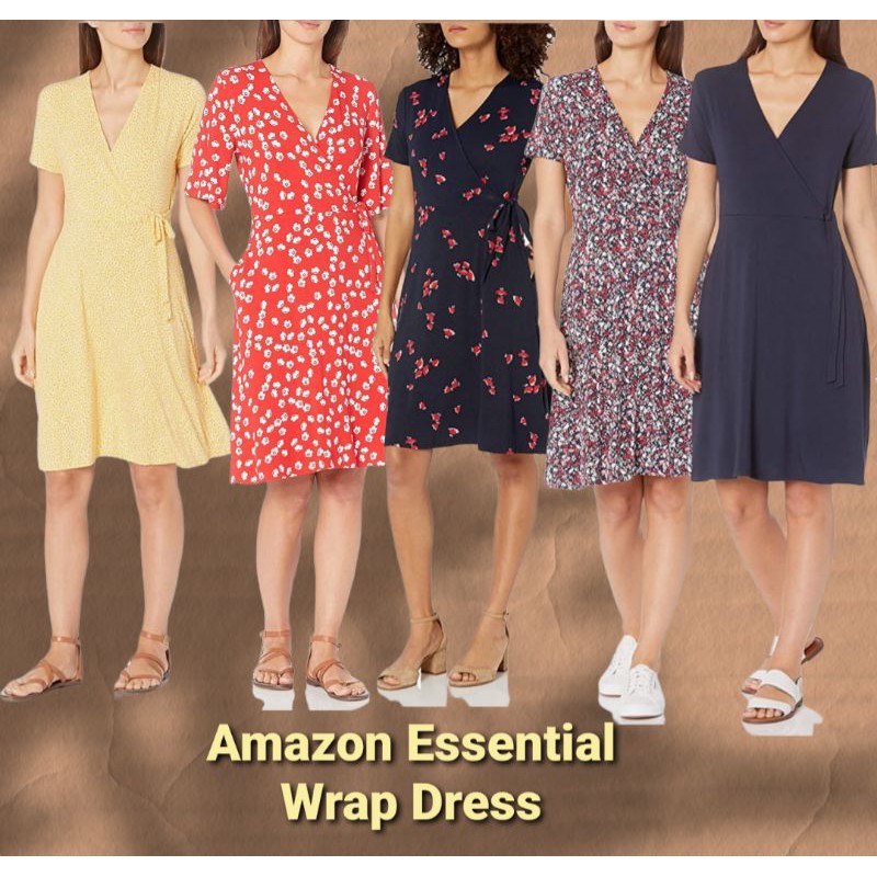 Amazon Essential Wrap Dress 5 warna