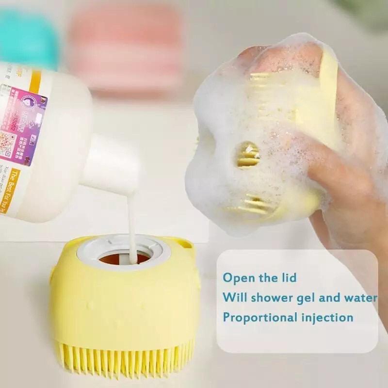 Sikat Mandi Bahan Silikon Lembut Sikat Badan Kepala Shower Brush Silicone Dispenser Sabun &amp; Shampoo F869