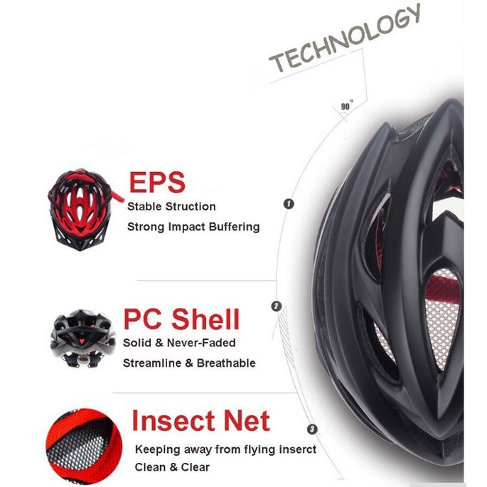 Helm Sepeda EPS PVC Shell + Lampu Backlight LED