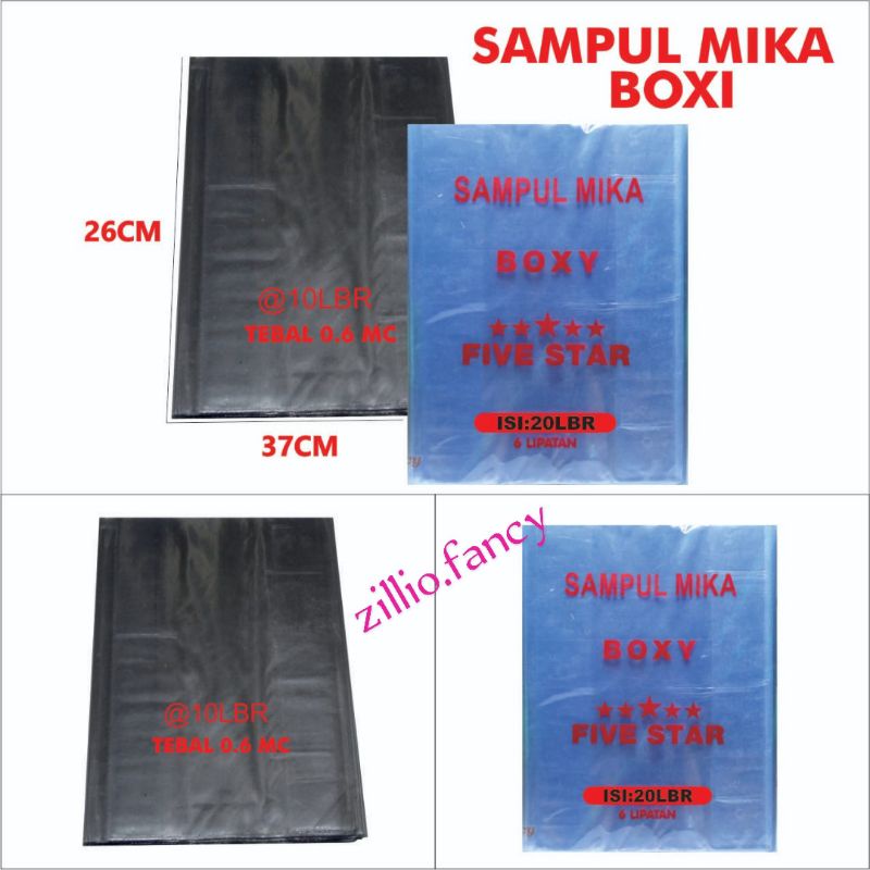 

SAMPUL BUKU MIKA BOXI ISI 10 DAN 20LEMBAR DENGAN KETEBALAN PLASTIK MIKA 0.6 micron