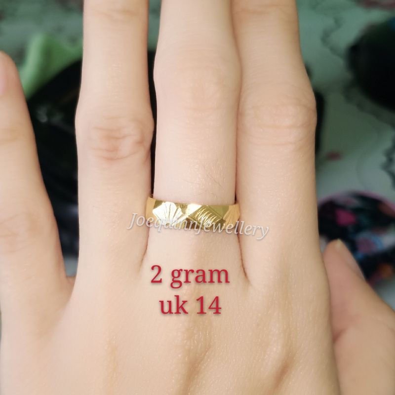 cincin poloa ukir kembang emas muda