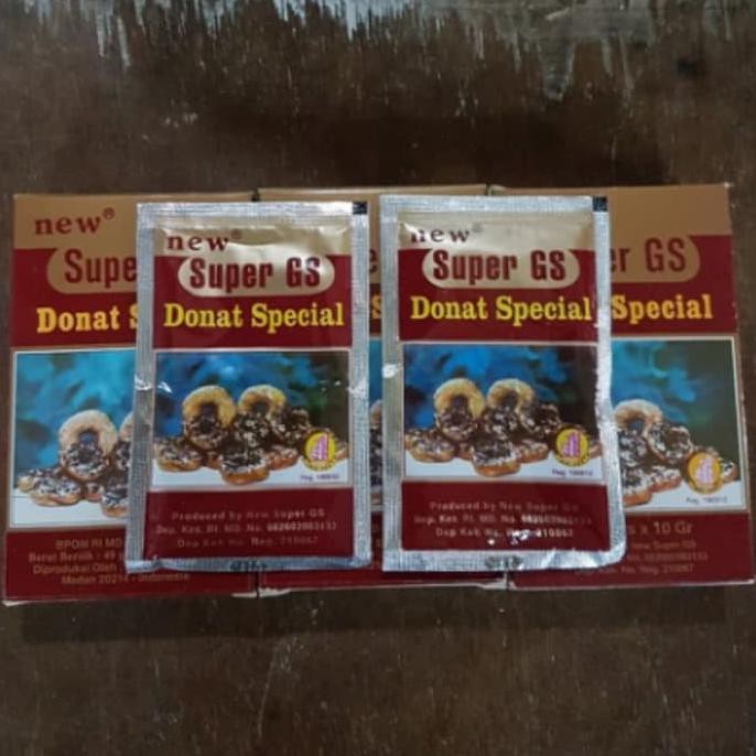 

31.87-Kue- 1 Box Isi 4 Pcs New Super Gs Donat Special Sachet 10 Gr -Terlengkap-Termurah-Dijamin.