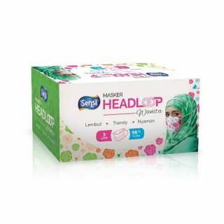 Masker sensi hijab motif  bunga  masker headlooop sensi 