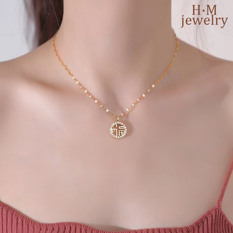 Kalung Rantai Klavikula Aksen Berlian Bahan S925 Silver Untuk Wanita