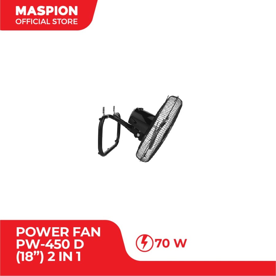 Maspion PW-450D Kipas Angin 2 in 1 (Desk Fan &amp; Wall Fan) 18 Inch PW-450 D 18&quot;