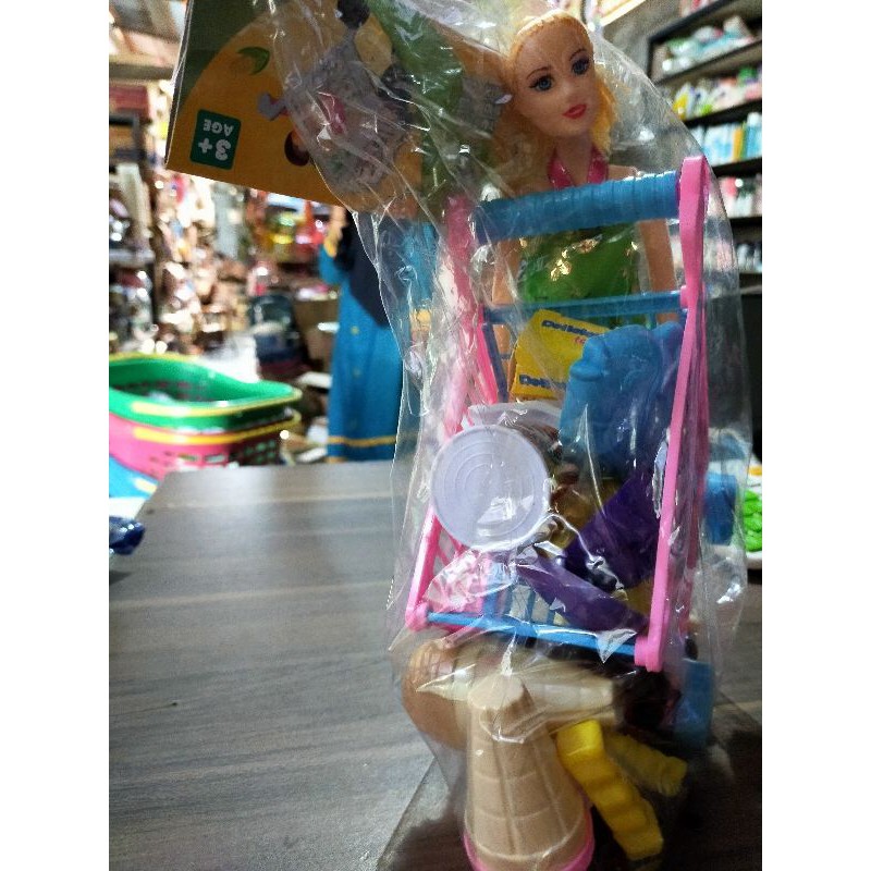 Boneka Barbie Trolly fun shopping FB801