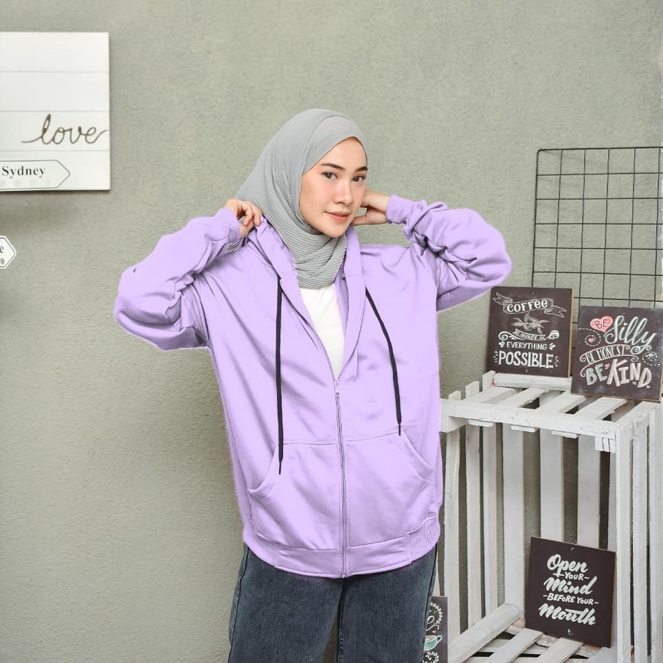Jaket Hoodie Oversize Pria Wanita Fit To XXL Bahan Fleece Tebal
