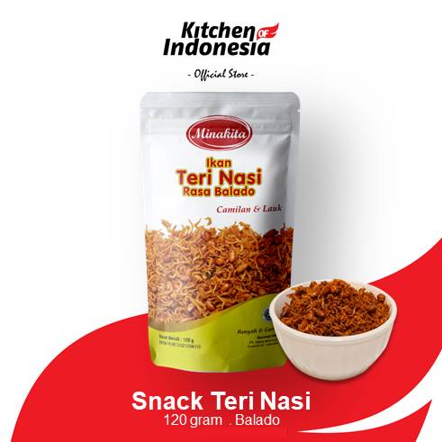 

MINAKITA Teri Nasi Balado 120 gr - Makanan Ringan Ikan Dengan Campuran Kacang Rasa Pedas / Kitchen of Indonesia