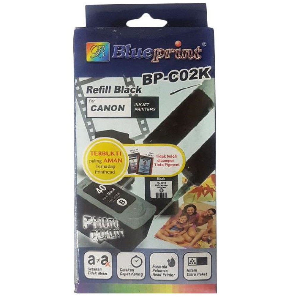 Blueprint BP-C02K Tinta Canon Black Suntik Refill Tinta Isi Ulang