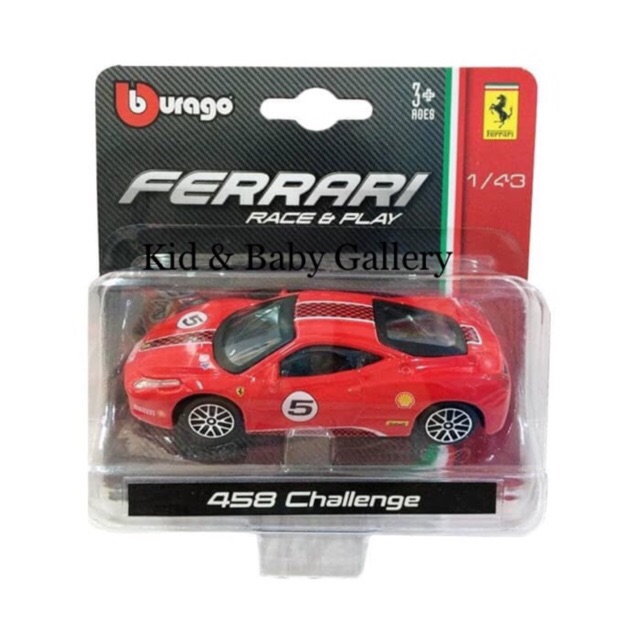 Bburago Ferrari 458 Challenge Shell Diecast - Merah