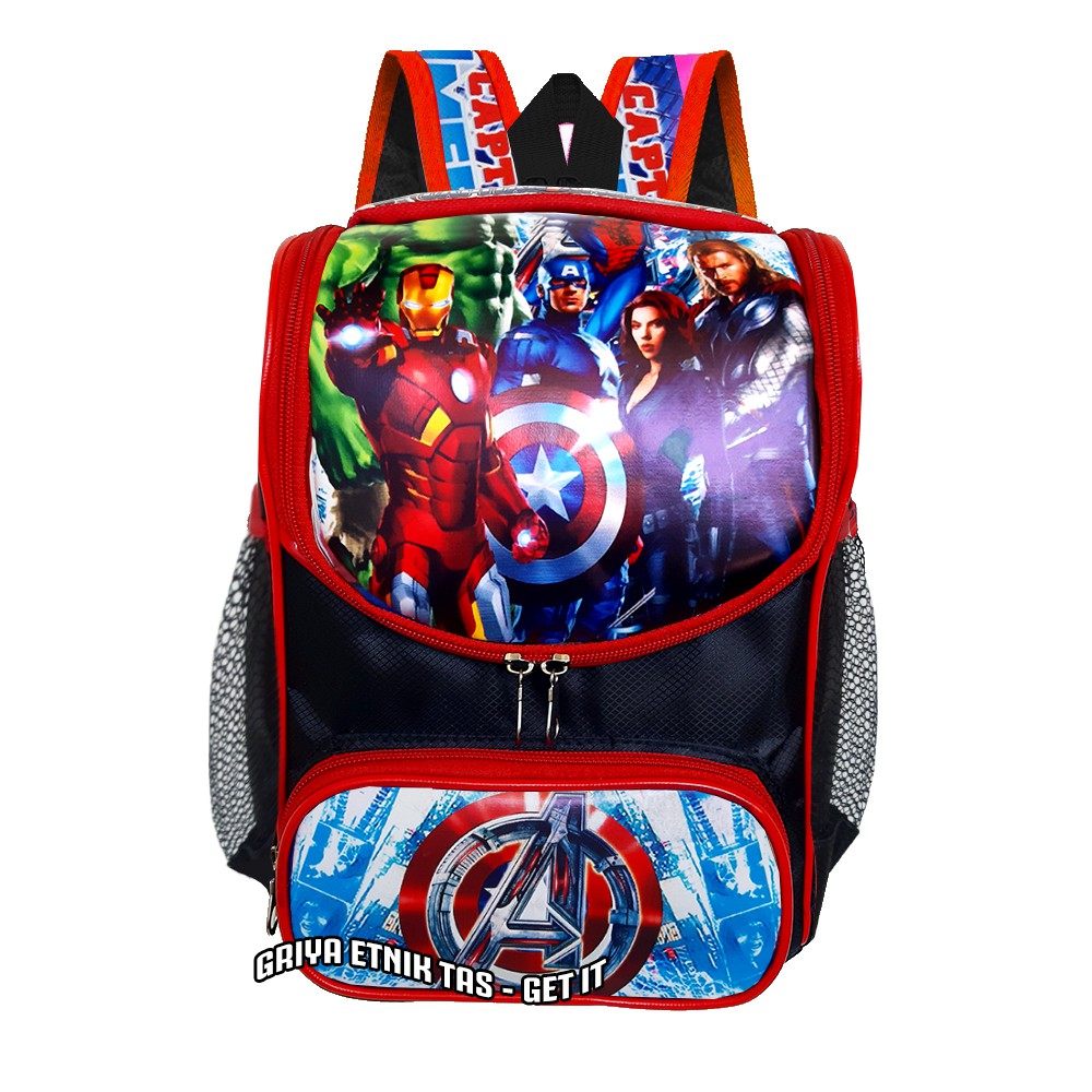 Tas Sekolah Anak Laki laki TK Paud Mini Spiderman Avengers Kapten Amerika Lunch Bag