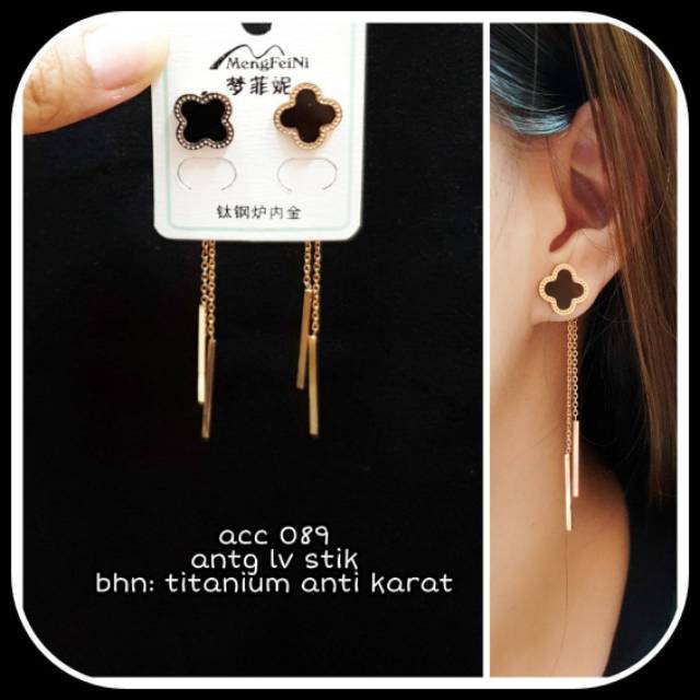 Anting Titanium lv flower rantai juntai