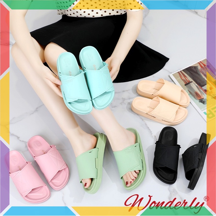 1962A17 Sandal Strap Wanita Wonderly Sendal Selop Slop Karet Empuk Slip On Import Fashion Tawana