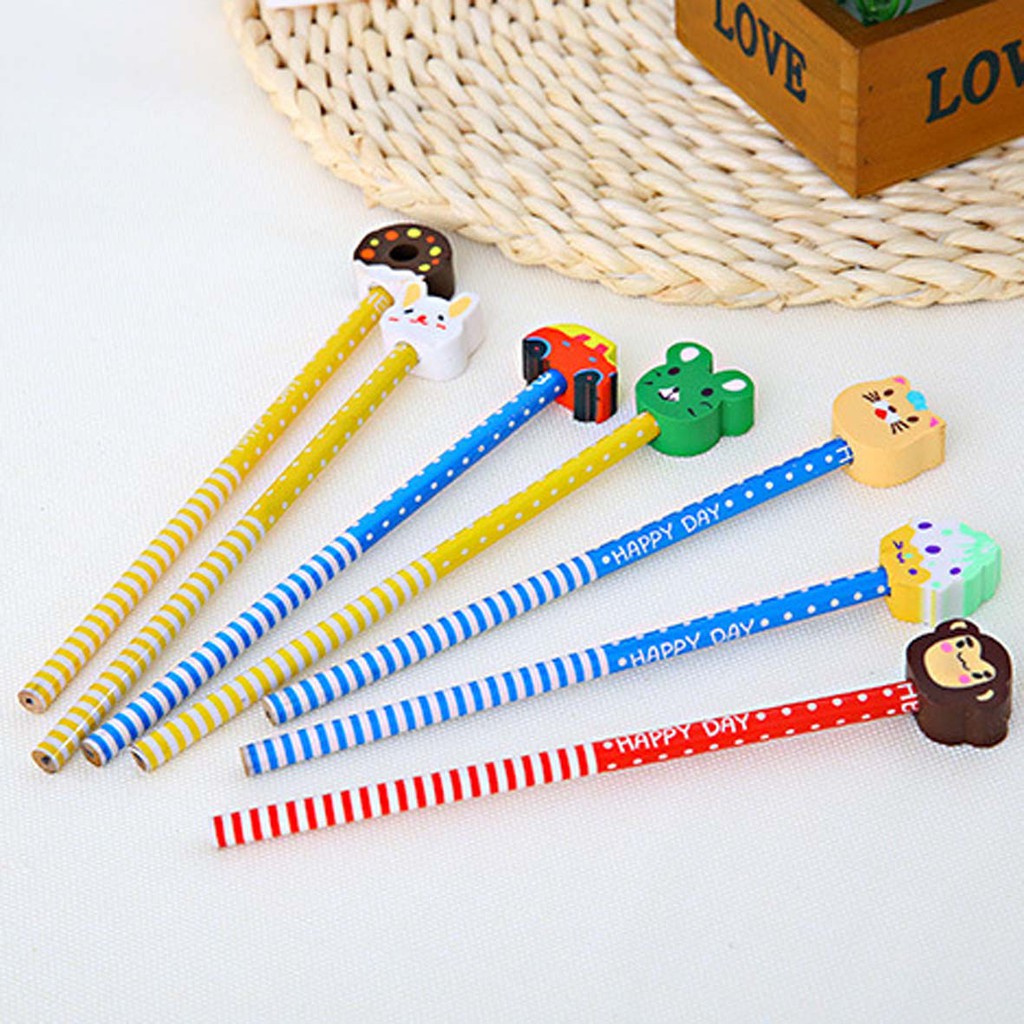 

pensil kartun dengan penghapus rubber sets of penci (4A1)l spe029
