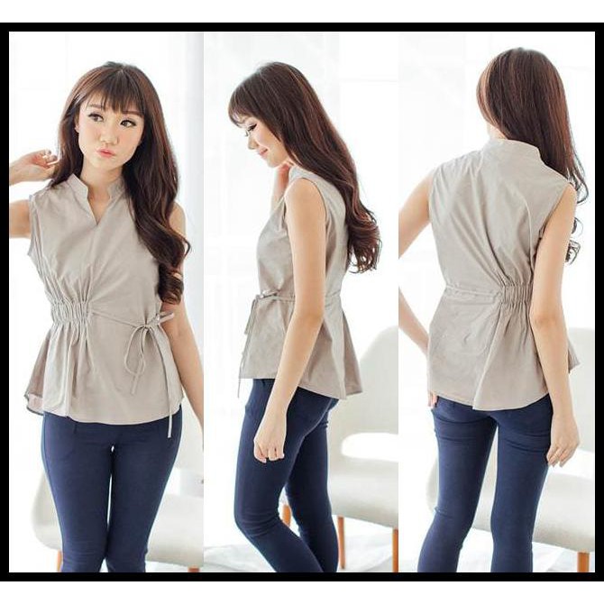 BAJU ATASAN TANK TOP BLOUSE WANITA KOREA IMPORT WHITE PUTIH BIRU PINK