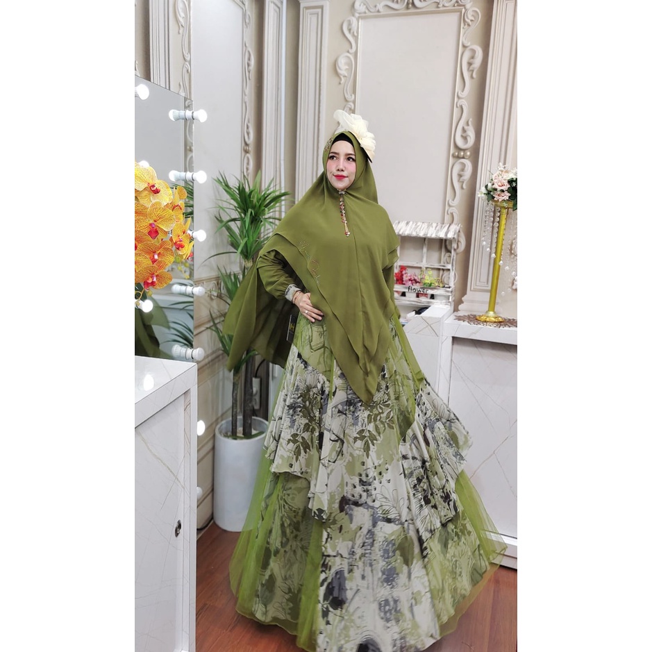 Zahira1808 Mariani Rayana 2 Series Motif Bunga Gamis Ceruty Baby Doll Mix Tile Premium Best Seller O