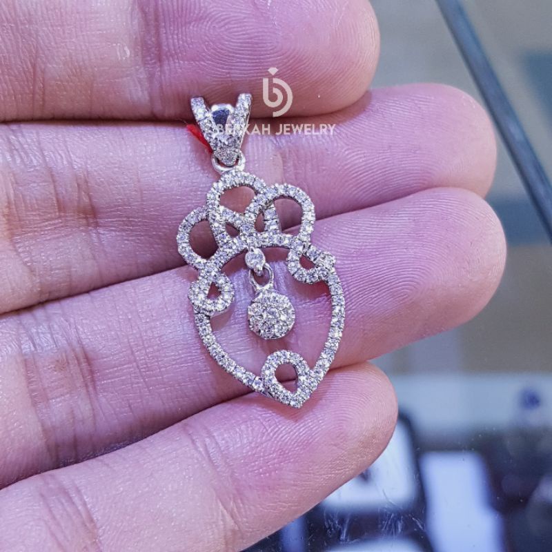 Liontin kalung emas putih berlian eropa 0,73 ct asli natural diamond