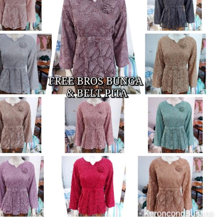 ➺ (Br110/120/130) Atasan blus BROKAT GLITTER size JUMBO lengan panjang KeroncongBusana ☆
