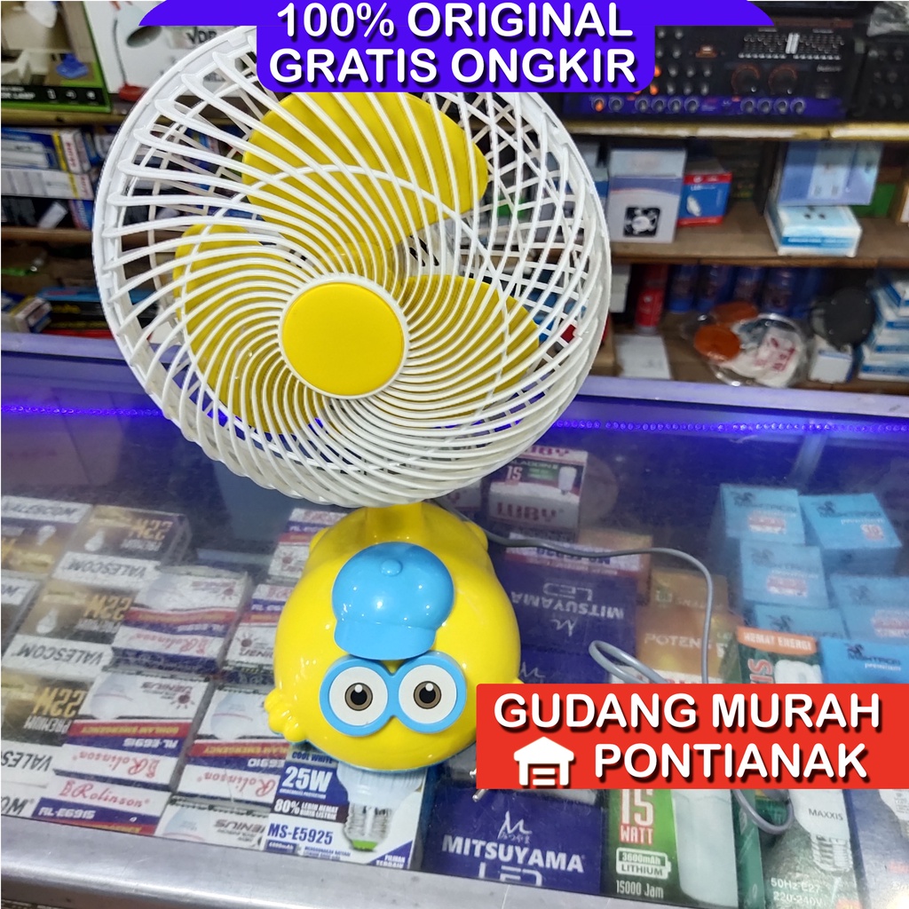 Kipas angin karakter Minion / Desk fan Minion Kuning Swing Bisa MENOLEH PROFAN / YUNDAI