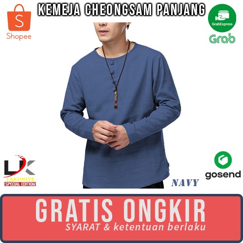 LK - CHEONGSAM PRIA LENGAN PANJANG Pakaian Kemeja Panjang Pria Cheongsam , Model Terbaru