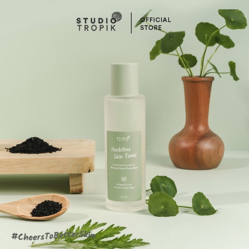 STUDIO TROPIK - Herbitus Skin Tonic Toner Mugwort Cica 100ml / 30ml BPOM Hydrating Acne Oily Skin Type