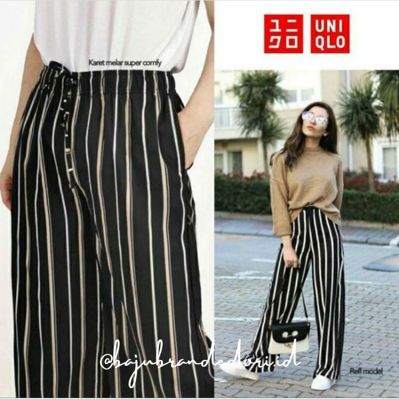 Uniqlo Relaco Cullote Pants Stripe Black
