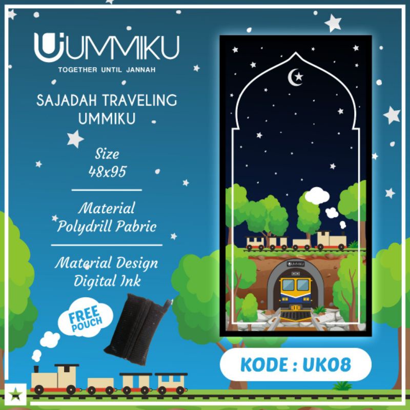 Sajadah Travel Anak UMMIKU / Sajadah Lipat Motif Anak Anak / Sajadah Travelling-3