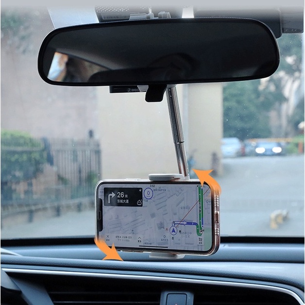 SYRINX Holder HP &amp; GPS Mobil bisa untuk Jog Belakang Car Holder Smartphone Spion Mobil Rearview Bracket Dudukan Telepon Tegakan Kaca Spion Mobil 360 Derajat Berputar Universal untuk Ponsel Pintar GPS Dudukan Telepon Cermin Mobil Dashboard Car Phone Holder