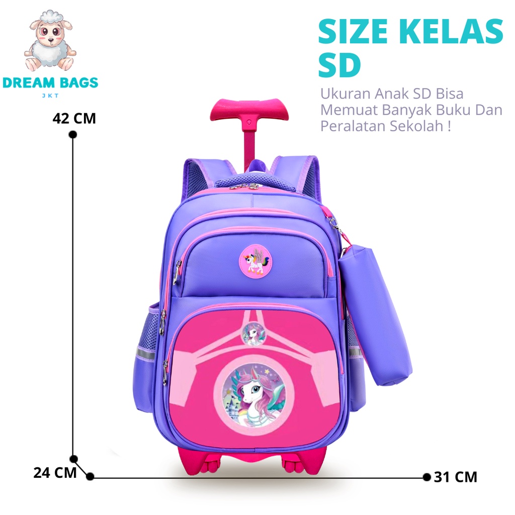 Tas Troli Anak Perempuan SD Import DB-631 Tas Anak Perempuan