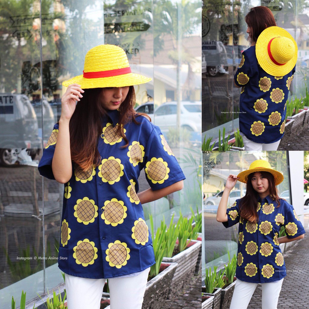 Kemeja One Piece Luffy Dressrosa Unisex – Baju Anime Mugiwara | Kemeja Santai Otaku Style