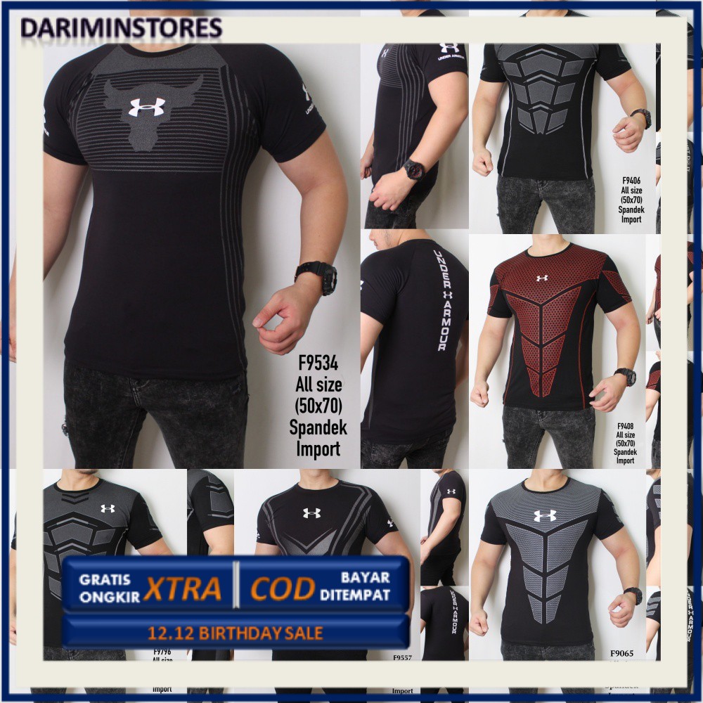 KAOS KETAT PRIA BODYFIT GYM FITNESS MOTIF SIXPACK BULLS OLAHRAGA TRAINING SPANDEK IMPORT