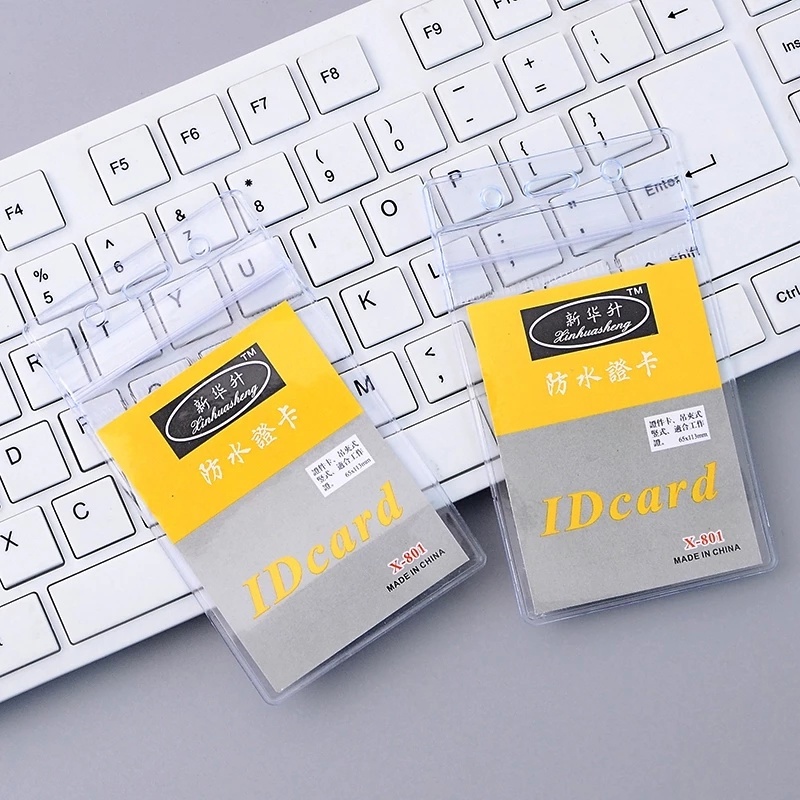 [5Pcs/Pack Wholesale][ PVC Plastic ID Card Badge Holder][Transparent waterproof card holder][Transparent Exhibition Bank Card Badge Holders Name Card Holders]