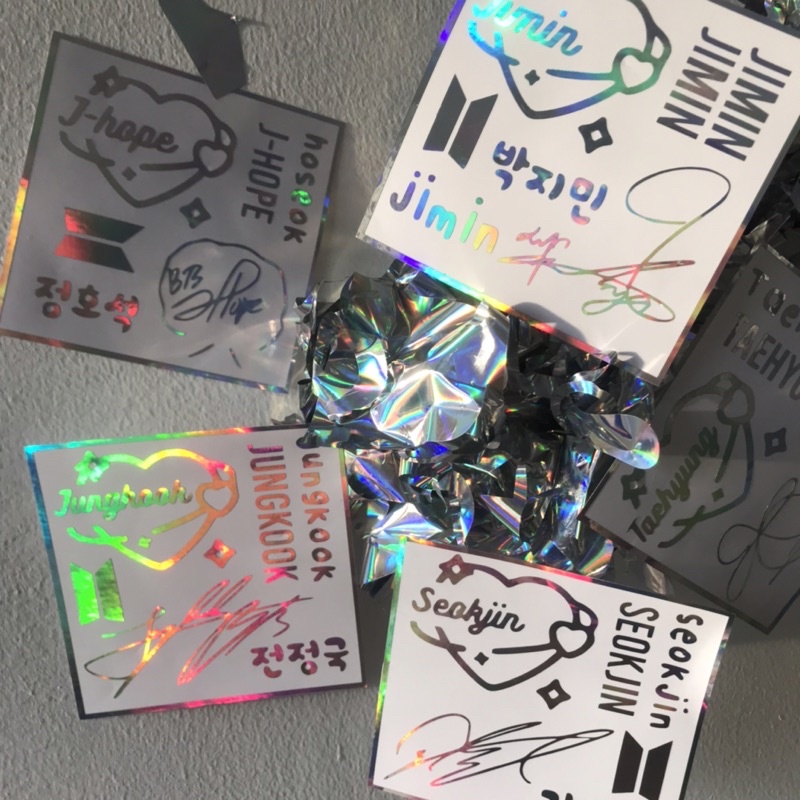 B T S hologram set sticker