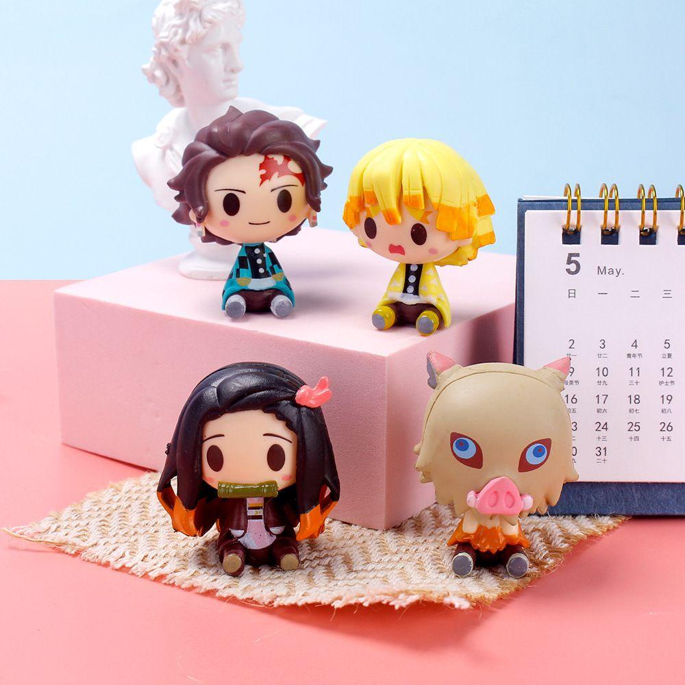 Nanas 4Pcs/Set Demon Slayer Kamado Nezuko Agatsuma Kimetsu No Yaiba Figure Lucu