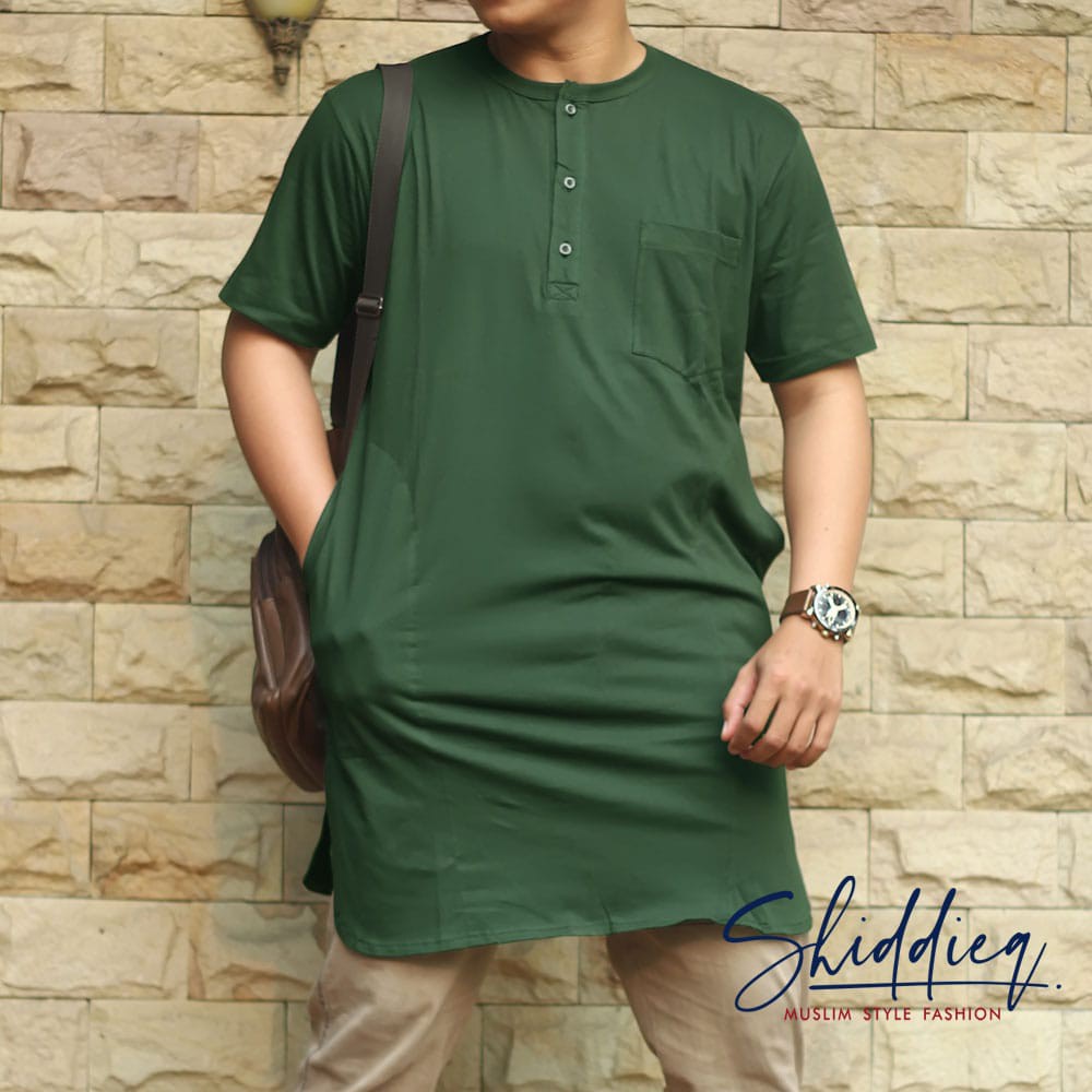 Shiddieq Kaos Gamis Kurta Pria Combed Lengan Pendek Premium Quality