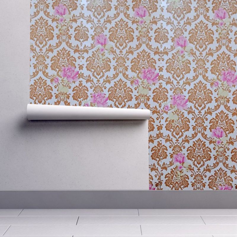 Wallpaper Sticker Dinding Motif Batik Bunga Coklat