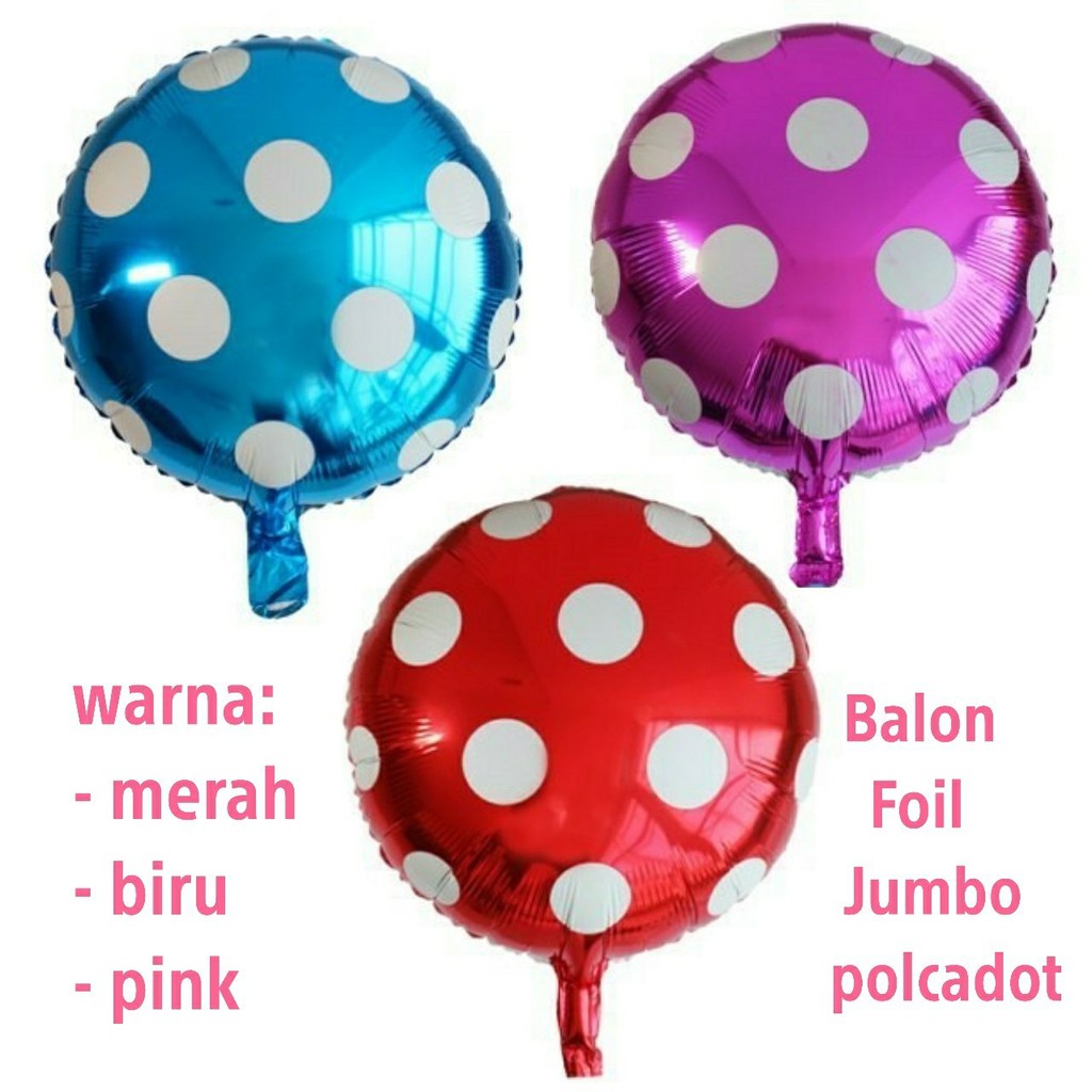 balon foil bulat polcadot