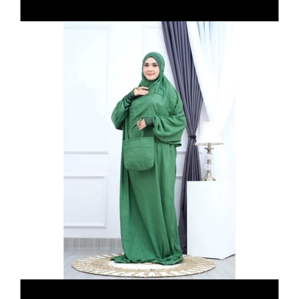 mukena jumbo terusan manset bahan rayon malaysia