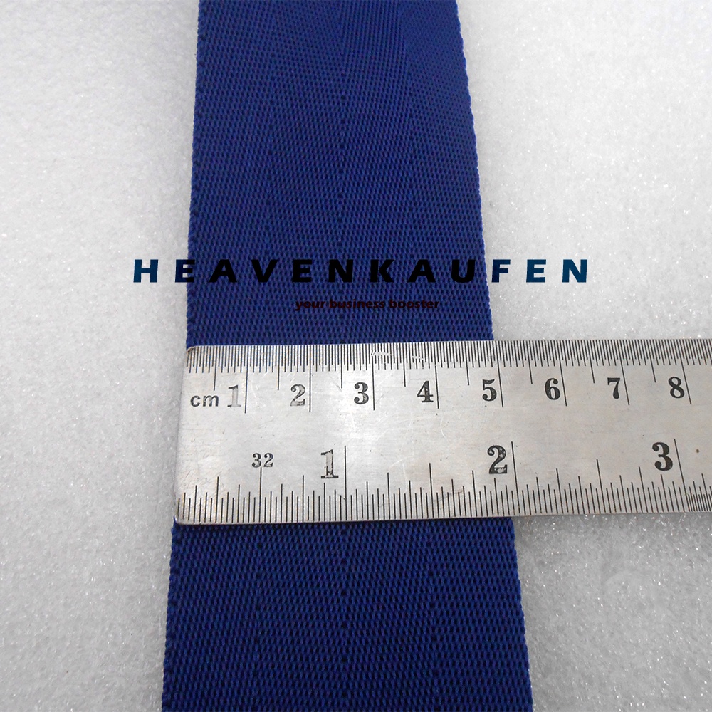 Webbing Lebar 5 cm Warna Biru Navy Dongker Motif Seatbelt Meteran