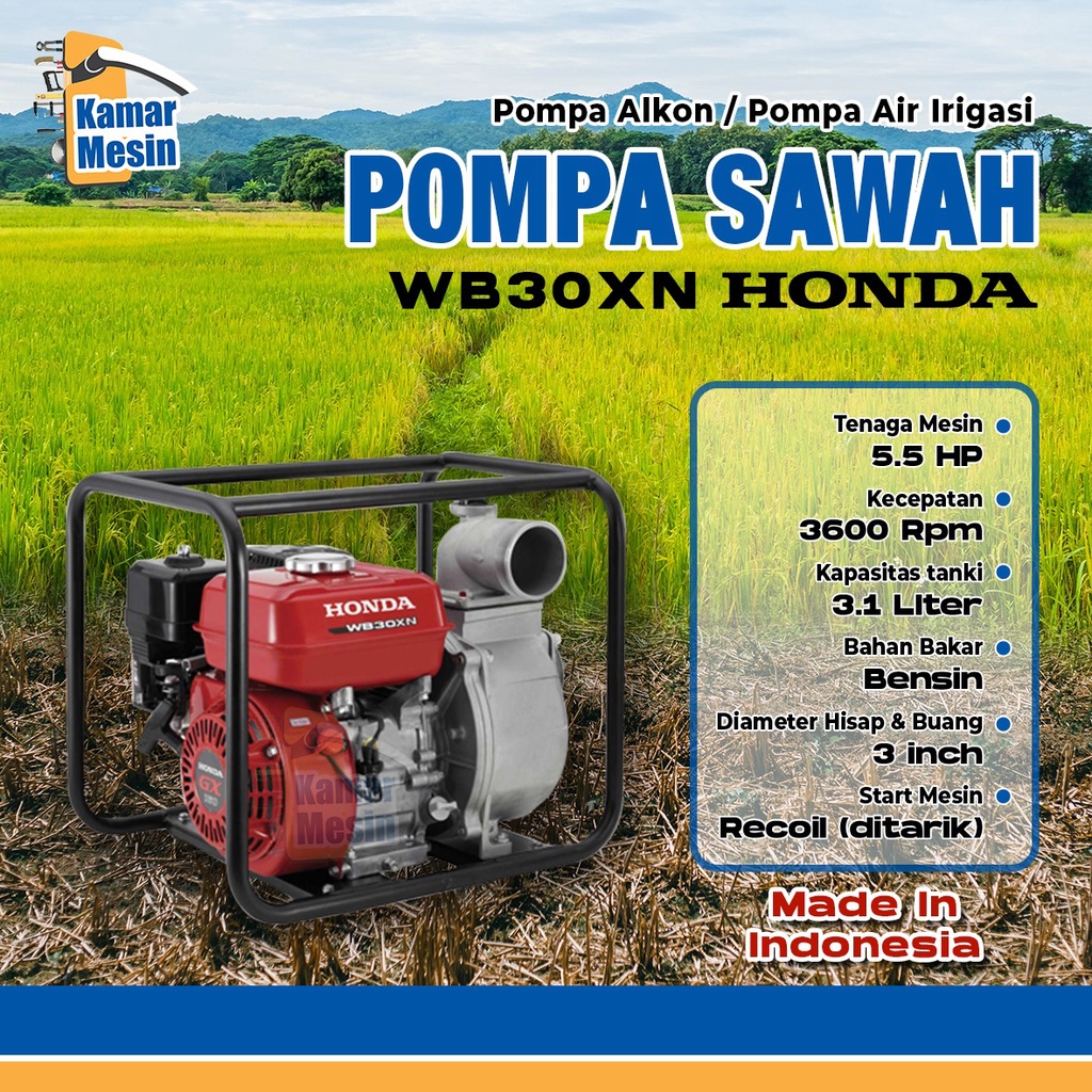 HONDA Pompa Sawah Pompa Alkon Pompa Air 3 Inch WB30XN WB 30 XN Honda