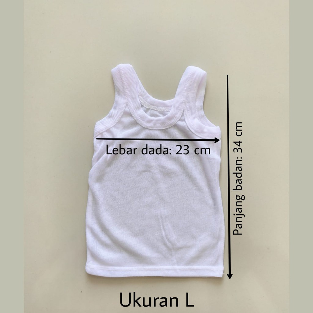 1 LUSIN (12 pcs) Singlet bayi PUTIH ukuran S / M / L / XL harga GROSIR