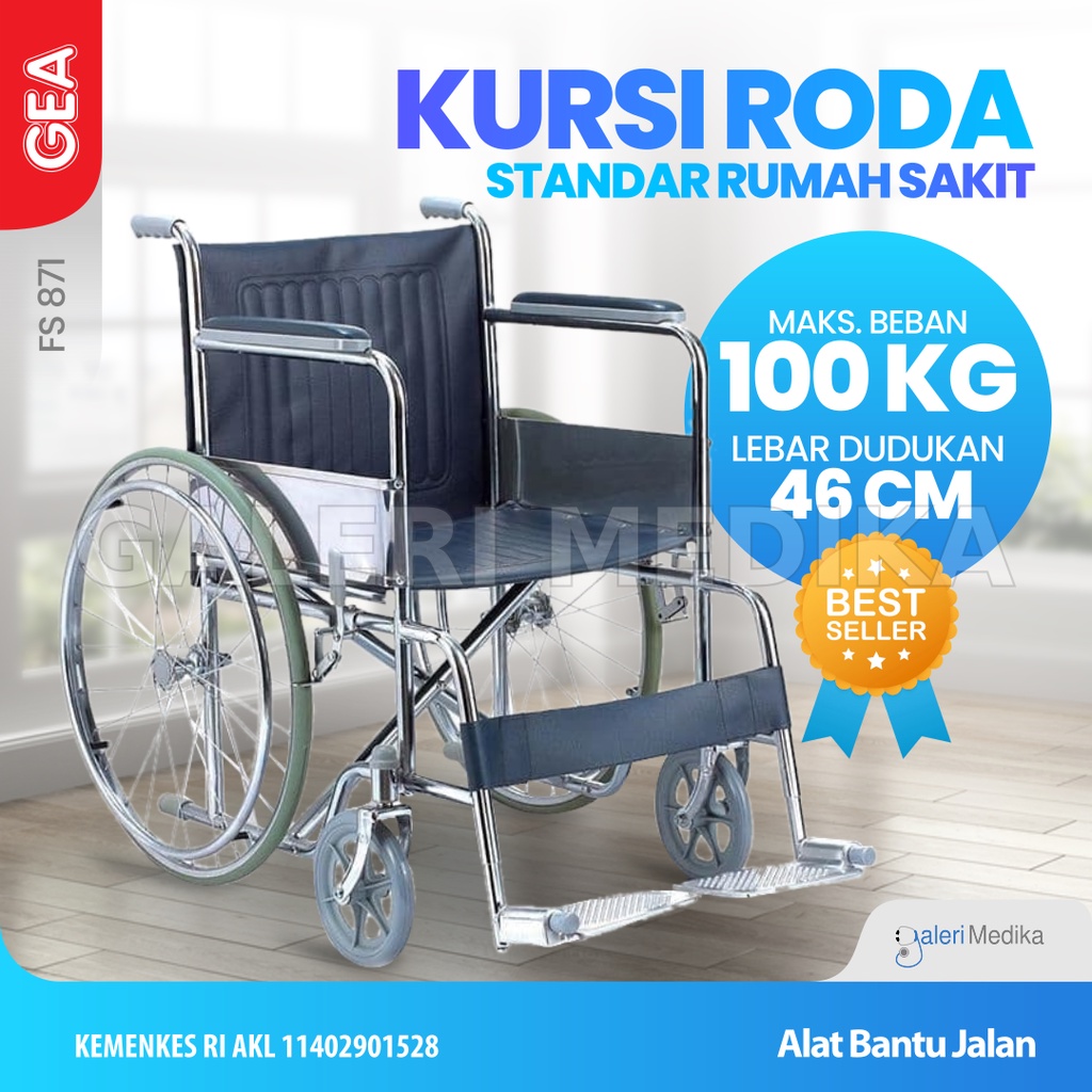 Kursi Roda GEA FS871 / FS-871 / FS 871 Wheelchair- Kursi Roda Standar Rumah Sakit