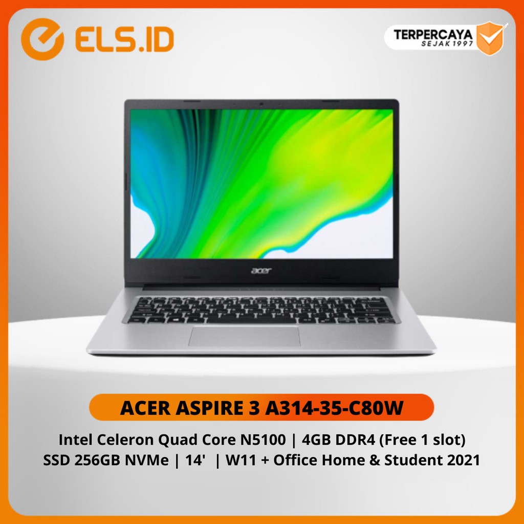 Jual Laptop Acer Aspire 3 A314-35-C80W Intel Celeron Quad Core N5100 ...