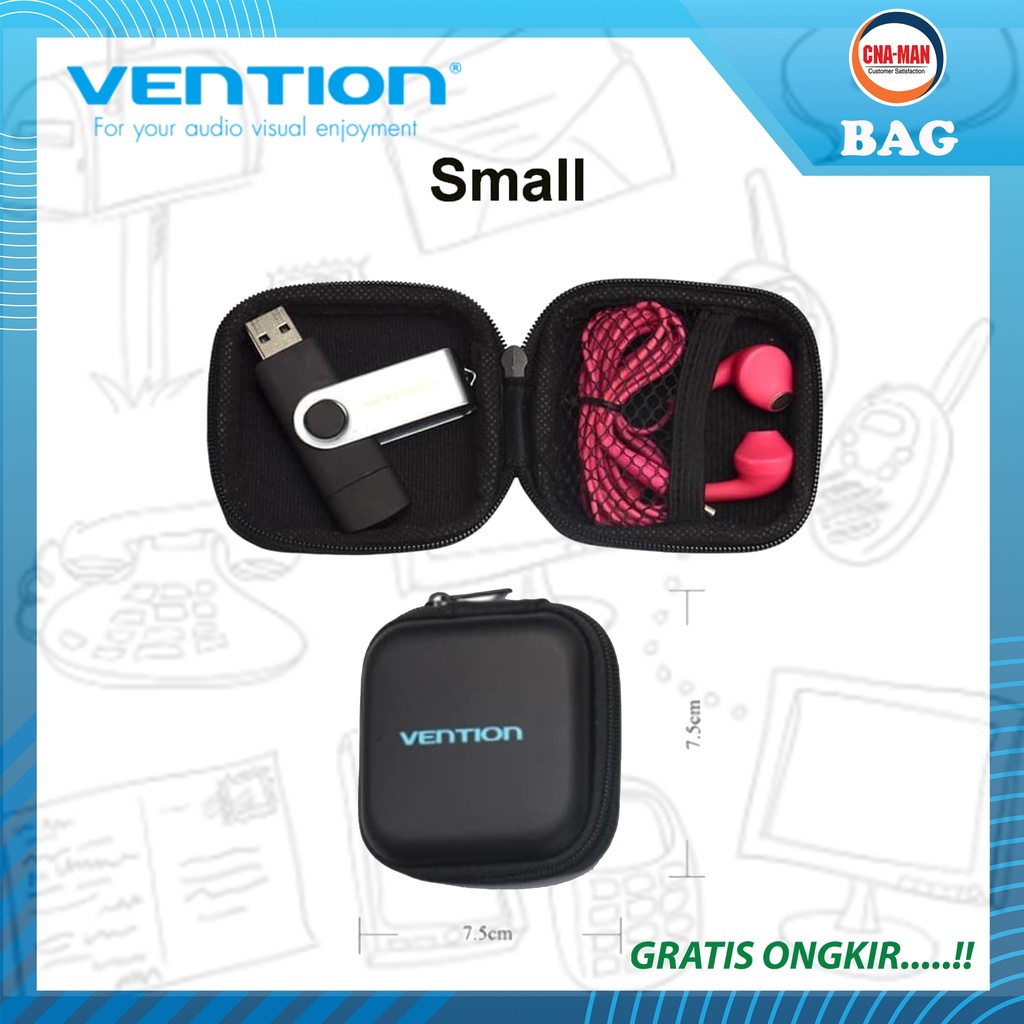 Vention Travel Pouch Case Storage Bag Cable Headset Flash Drive Tas