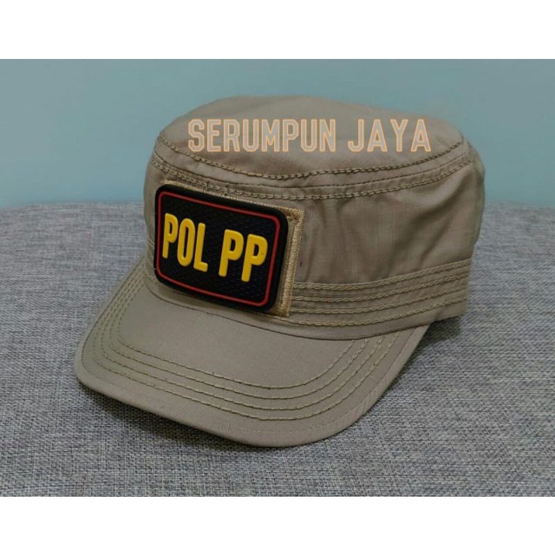 TOPI KOMANDO POL PP - TOPI SATPOL PP KOMANDO - TOPI KOMANDO POL PP 2 PATCH KREM